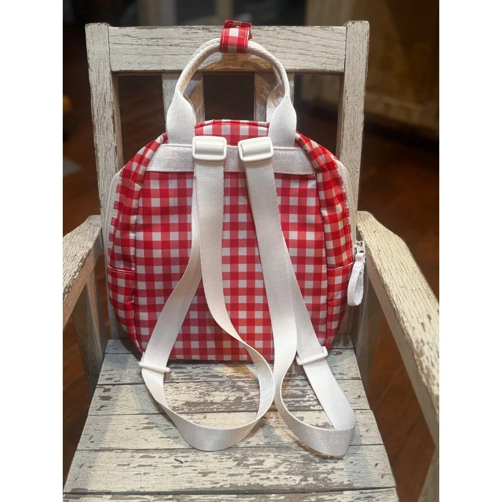 Cat & Jack Kids Mini Backpack Red White Gingham Cherry Applique Toddler Bag NWT